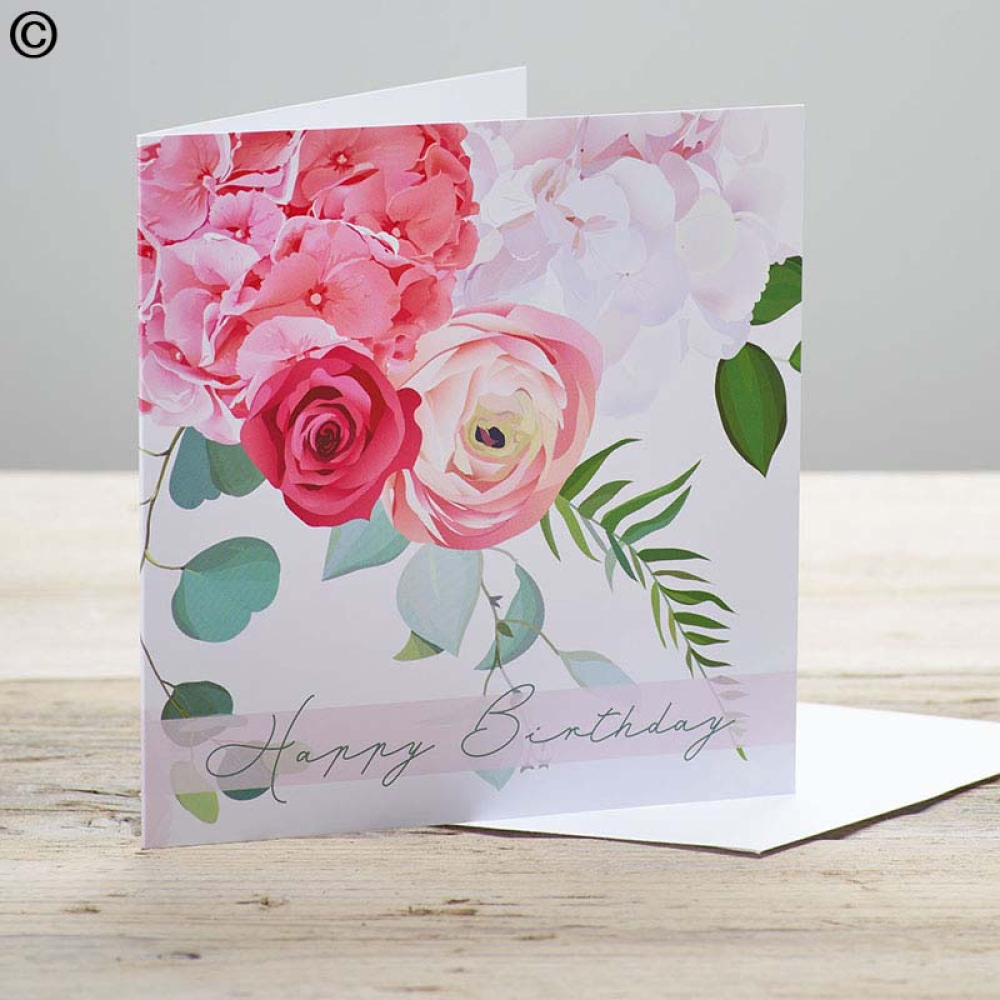 Greetings Card, Happy Birthday Floral Design