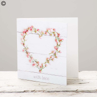 Greetings Card, With Love - This 'with love' card features a lovely heart shaped selection of red roses design and will be placed in an envelope to go with your gift. The card is 15cm x 15cm